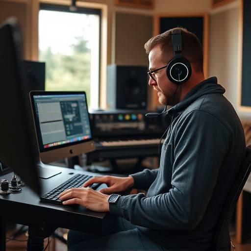 A mastering engineer working on a track in a dedicated mastering suite at AuroraSound Studios.