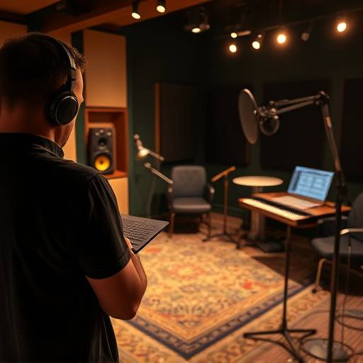 Behind the scenes image of a multi-track recording session at AuroraSound Studios.